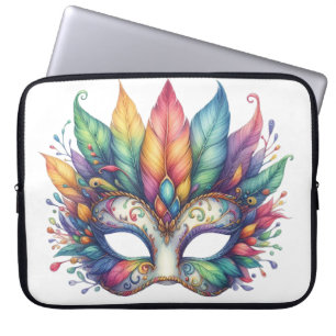PASTEL WATERCOLOR MARDI GRAS MASK & FEATHERS LAPTOPSCHUTZHÜLLE