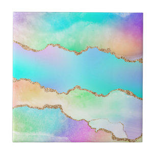 Pastel Watercolor Marmor Agate Golden Glitzer Fliese