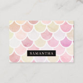 Pastel Watercolor Mermaid-Skalenmuster mit Namen Visitenkarte (Vorderseite)