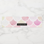 Pastel Watercolor Mermaid-Skalenmuster mit Namen Wasserflaschenetikett (Einzelnes Label)