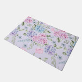 Pastel Watercolor Mixed Color Hydrangea-Blume Fußmatte (Schrägansicht)