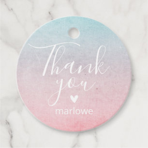 Pastel Watercolor Name Vielen Dank für Ihr Geburts Geschenkanhänger