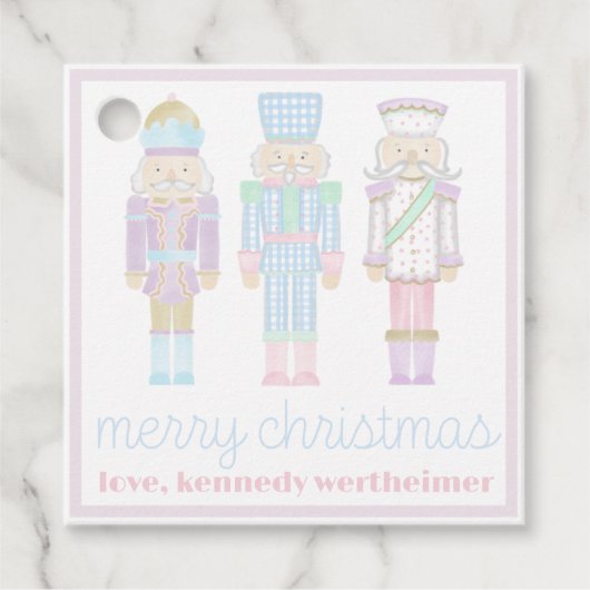 Pastel Watercolor Nutcracker Geschenketiketten Geschenkanhänger (Vorderseite)