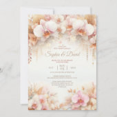 Pastel Watercolor Orchids Wedding Einladung (Vorderseite)