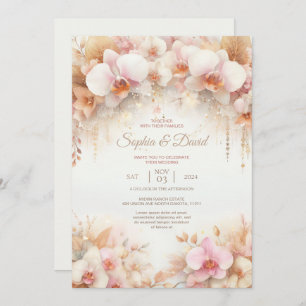 Pastel Watercolor Orchids Wedding Einladung