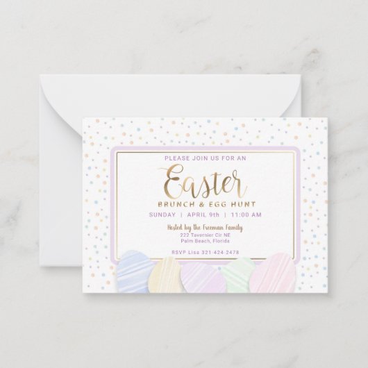 Pastel Watercolor Osterbrunch & Eierjagd Einladung (Vorderseite)