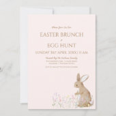 Pastel Watercolor Osterfest Bunny Egg Hunt Brunch Einladung (Vorderseite)