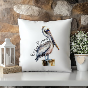 Pastel Watercolor Pelican Bayou Pierre Louisiana Kissen