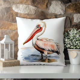 Pastel Watercolor Pelican Louisiana Staat Kissen