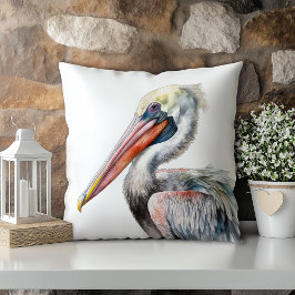 Pastel Watercolor Pelican Louisiana Staat Kissen
