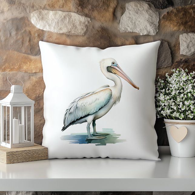 Pastel Watercolor Pelican Louisiana Staat Kissen (Von Creator hochgeladen)