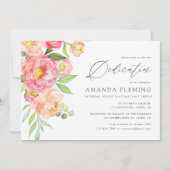 Pastel Watercolor Peonies Taufe oder Weihnachten Einladung (Vorderseite)