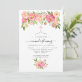 Pastel Watercolor Peonies Taufe oder Weihnachten Einladung (Stehend Vorderseite)