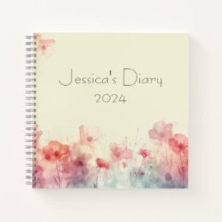 Pastel Watercolor Personalisiert Diary Notebook Notizblock