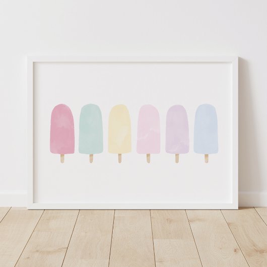 Pastel Watercolor Popsicle Girls Room Poster