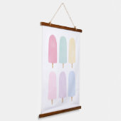 Pastel Watercolor Popsicle Girls Room Wandteppich Mit Holzrahmen (Gewinkelt)