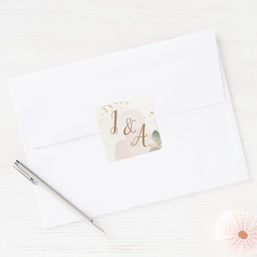 Pastel Watercolor Quadratischer Aufkleber (Umschlag)