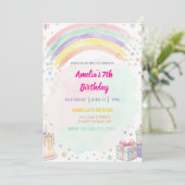 Pastel Watercolor Rainbow Birthday Einladung (Stehend Vorderseite)