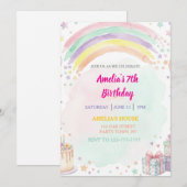 Pastel Watercolor Rainbow Birthday Einladung (Vorne/Hinten)