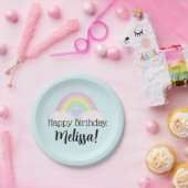 Pastel Watercolor Rainbow Happy Birthday Pappteller (Party)