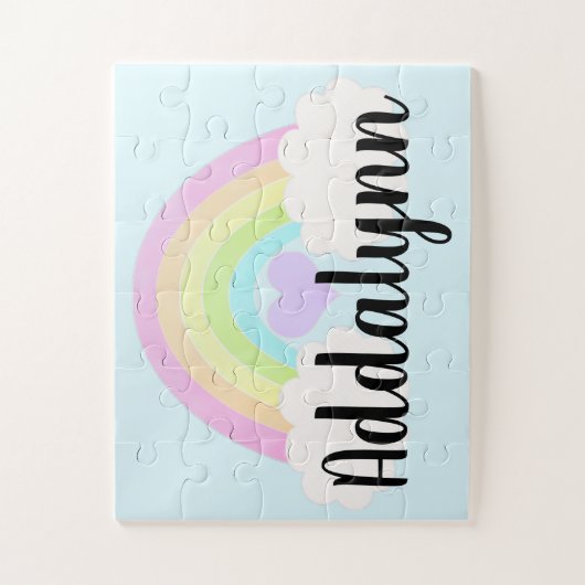 Pastel Watercolor Rainbow Name Puzzle (Vertikal)
