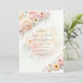 Pastel Watercolor Ranunculus Wedding Einladung (Stehend Vorderseite)