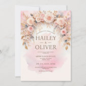 Pastel Watercolor Rose Hochzeit Einladung (Vorderseite)