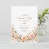 Pastel Watercolor Rose Hochzeit Einladung (Stehend Vorderseite)