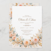 Pastel Watercolor Rose Hochzeit Einladung (Vorne/Hinten)