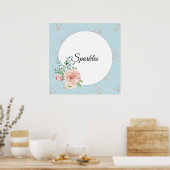 Pastel Watercolor-Rose mit benutzerdefinierten Nam Poster (Küche)