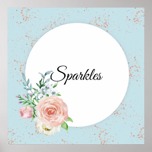 Pastel Watercolor-Rose mit benutzerdefinierten Nam Poster (Vorne)