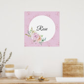 Pastel Watercolor-Rose mit benutzerdefinierten Nam Poster (Küche)