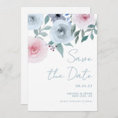 Pastel Watercolor Rose Save the Date Einladung (Vorne/Hinten)