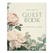 Pastel Watercolor Rose Wedding Guest Book Sign Fotodruck (Vorne)