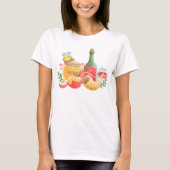 Pastel Watercolor Rosh Hashanah Symbole T-Shirt (Vorderseite)