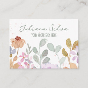 Pastel Watercolor Rustische Blume mit QR Visitenkarte