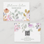 Pastel Watercolor Rustische Blume mit QR Visitenkarte (Vorne/Hinten)