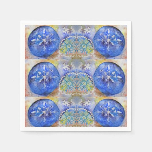 Pastel Watercolor Schneeflocken Serviette (Vorderseite)