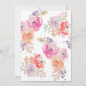 Pastel Watercolor Shabby Chic Blume Hochzeit Einladung (Rückseite)