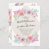 Pastel Watercolor Shabby Chic Blume Hochzeit Einladung (Vorne/Hinten)