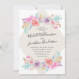 Pastel Watercolor Shabby Chic Blume Hochzeit Einladung