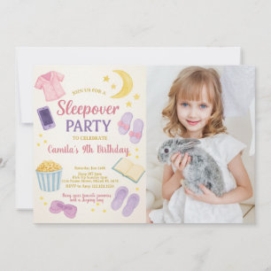 Pastel Watercolor Sleepover Geburtstag Einladung