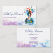 Pastel Watercolor Social Media Manager Blogger Visitenkarte (Vorne/Hinten)