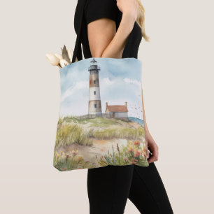 PASTEL WATERCOLOR SOMMERLIGHTHOTEL AM STRAND TASCHE