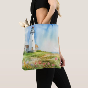 PASTEL WATERCOLOR SOMMERLIGHTHOTEL AM STRAND TASCHE