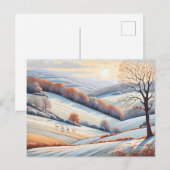 Pastel Watercolor Sonnige Winterlandschaft Postkarte (Vorne/Hinten)