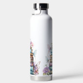 PASTEL WATERCOLOR STACK OF BÜCHER with BUTTERFLY Trinkflasche (Rechts)