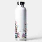 PASTEL WATERCOLOR STACK OF BÜCHER with BUTTERFLY Trinkflasche (links)