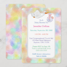 Pastel Watercolor Stork mit Bundle Baby Dusche