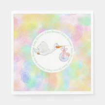 Pastel Watercolor Stork mit Bundle Baby Dusche